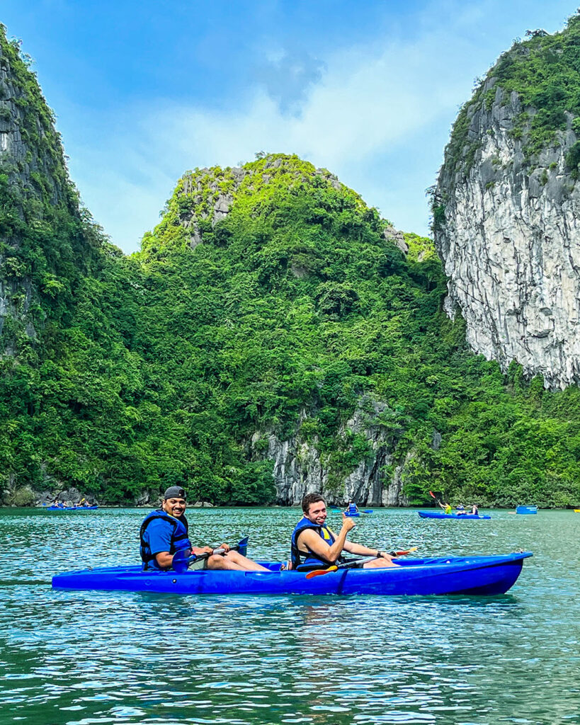 Kayaking at Luon Caves Vietnam