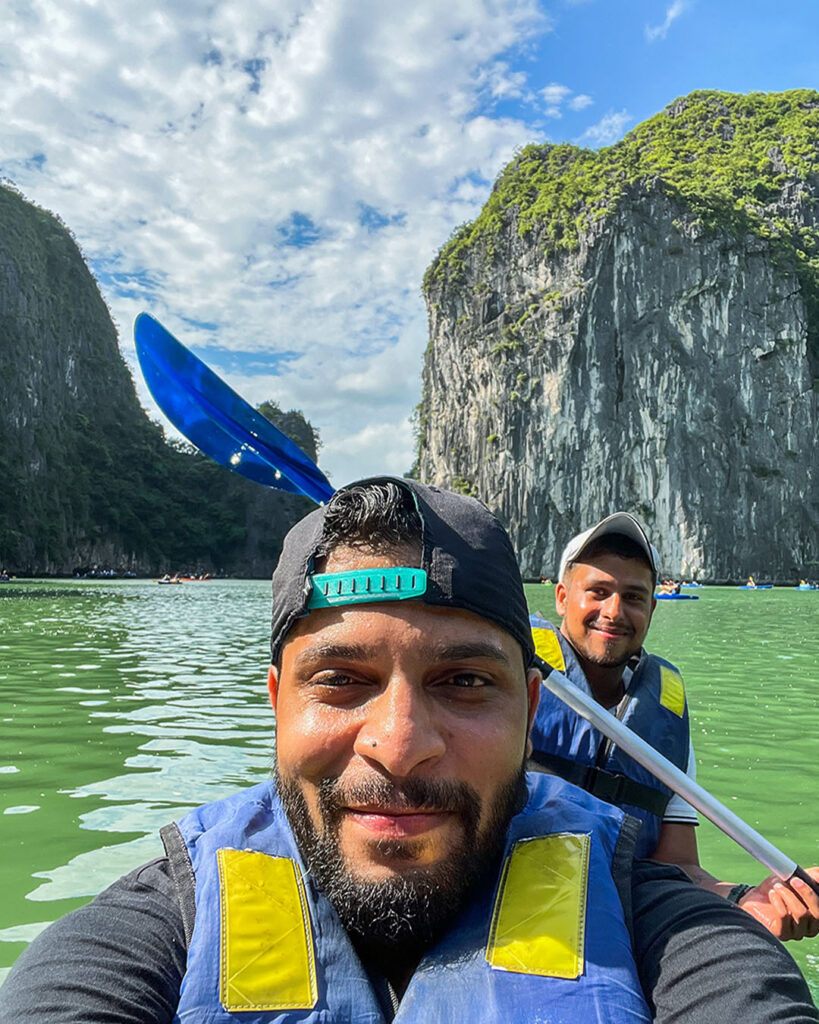 Kayaking at Luon Caves Vietnam